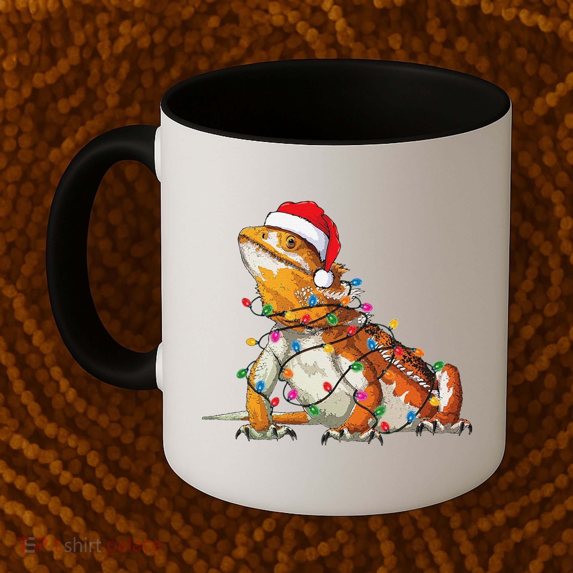 Bearded Dragon Christmas Lights Bearded Dragon Lover Xmas Coffee Mug