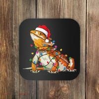 Bearded Dragon Christmas Lights Bearded Dragon Lover Xmas Coaster thumb 0