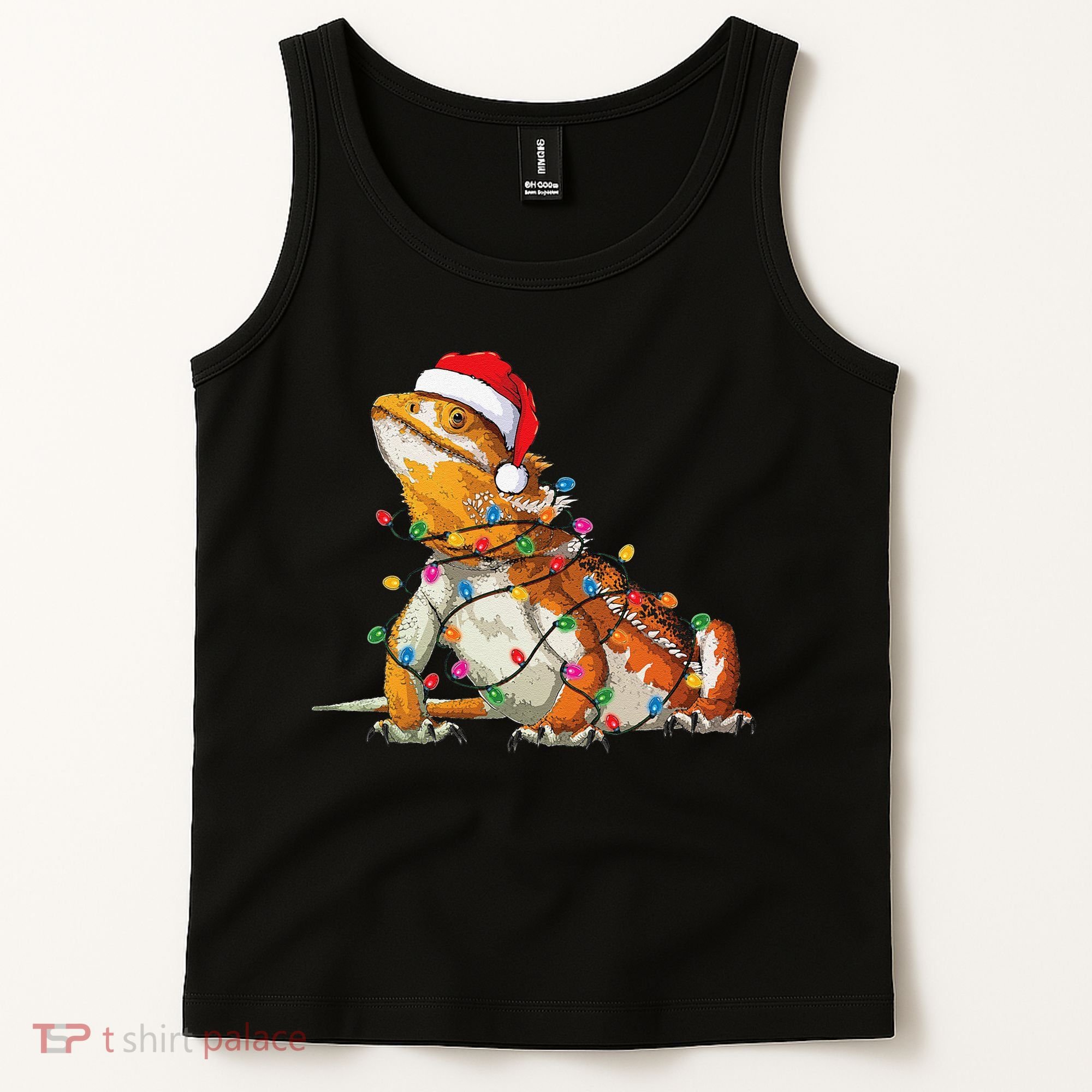 Bearded Dragon Christmas Lights Bearded Dragon Lover Xmas Tank Top