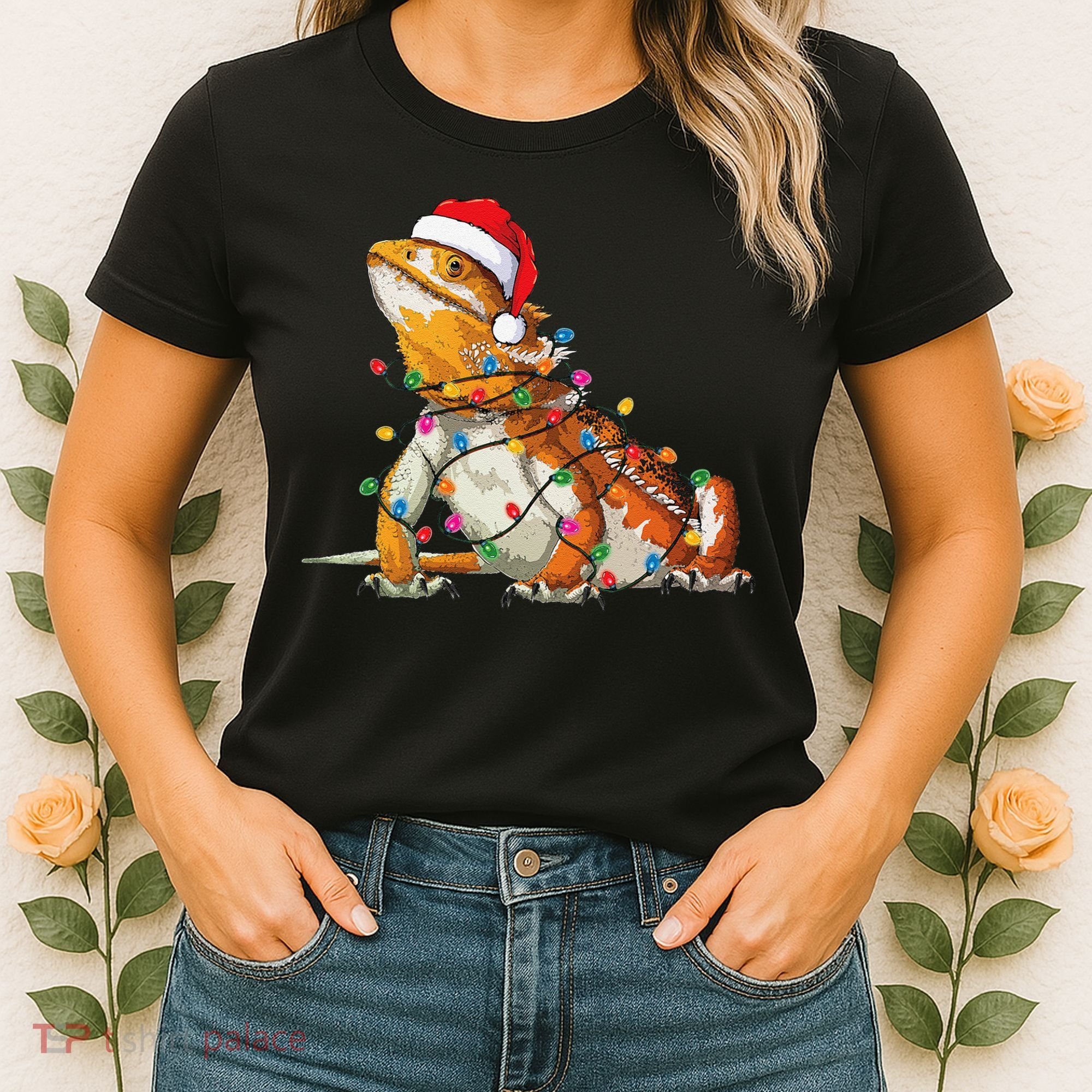 Bearded Dragon Christmas Lights Bearded Dragon Lover Xmas Women's T-Shirt