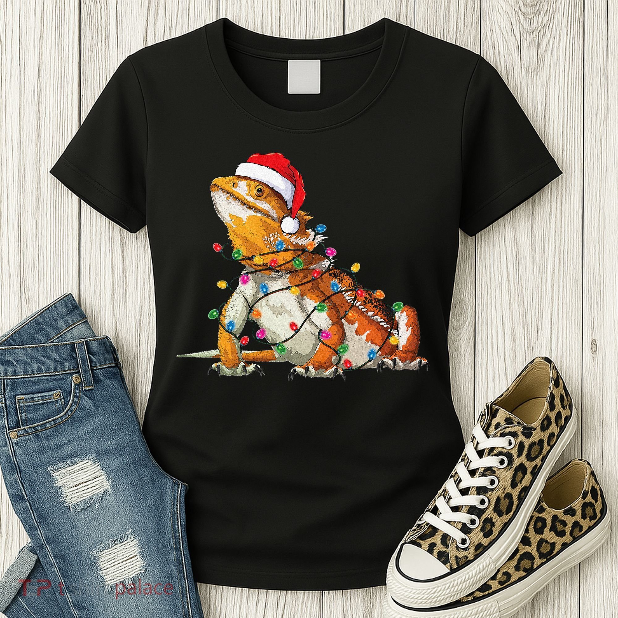 Bearded Dragon Christmas Lights Bearded Dragon Lover Xmas Women's T-Shirt