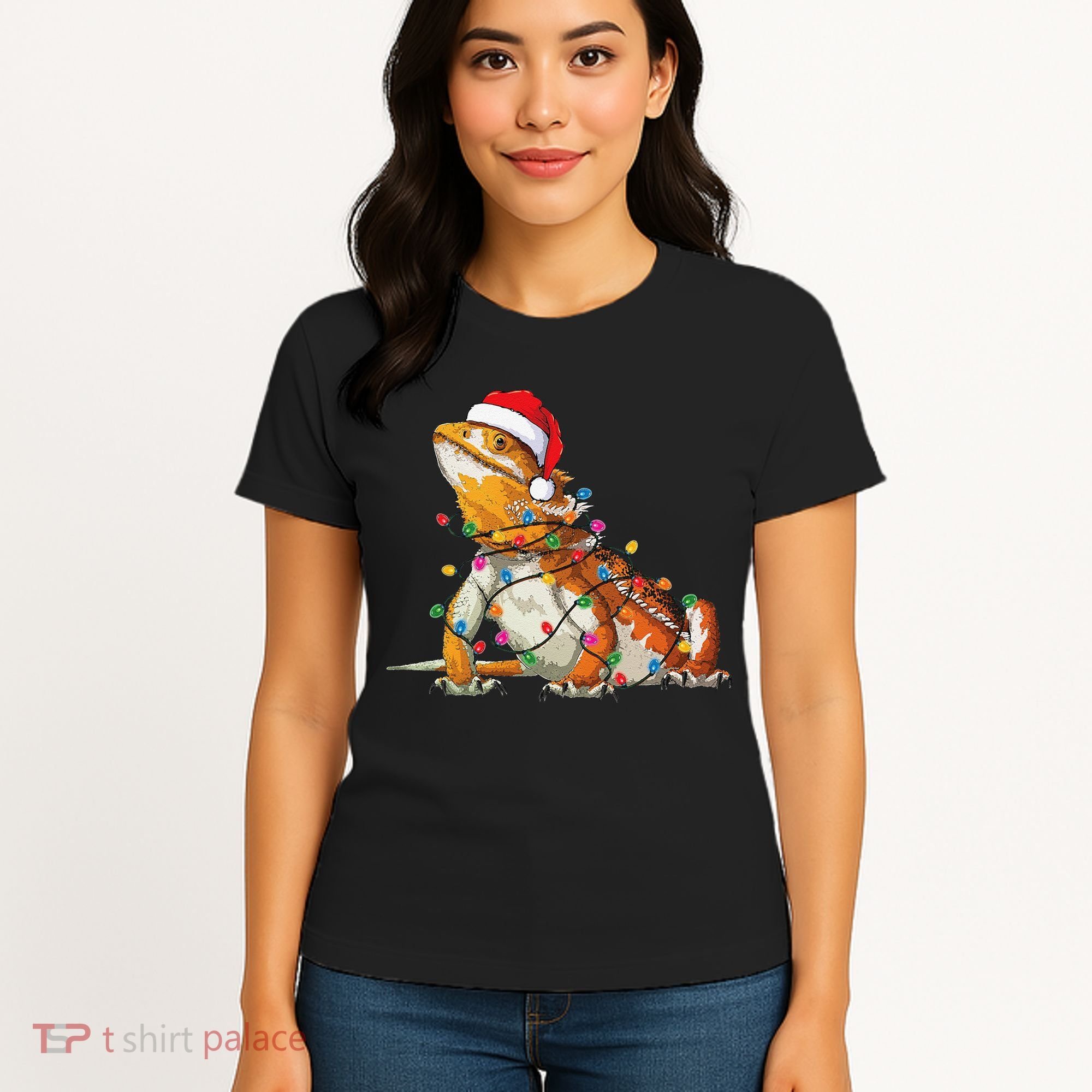 Bearded Dragon Christmas Lights Bearded Dragon Lover Xmas Women's T-Shirt