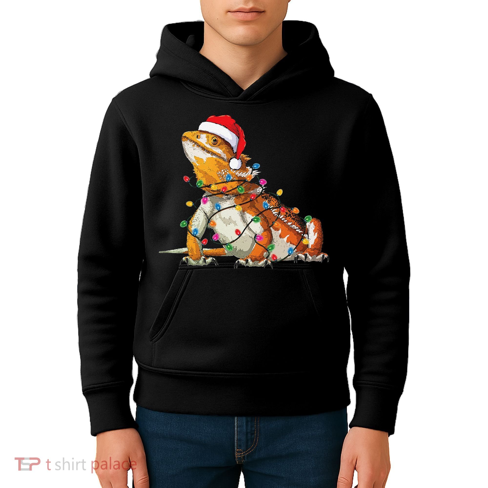 Bearded Dragon Christmas Lights Bearded Dragon Lover Xmas Kids Hoodie