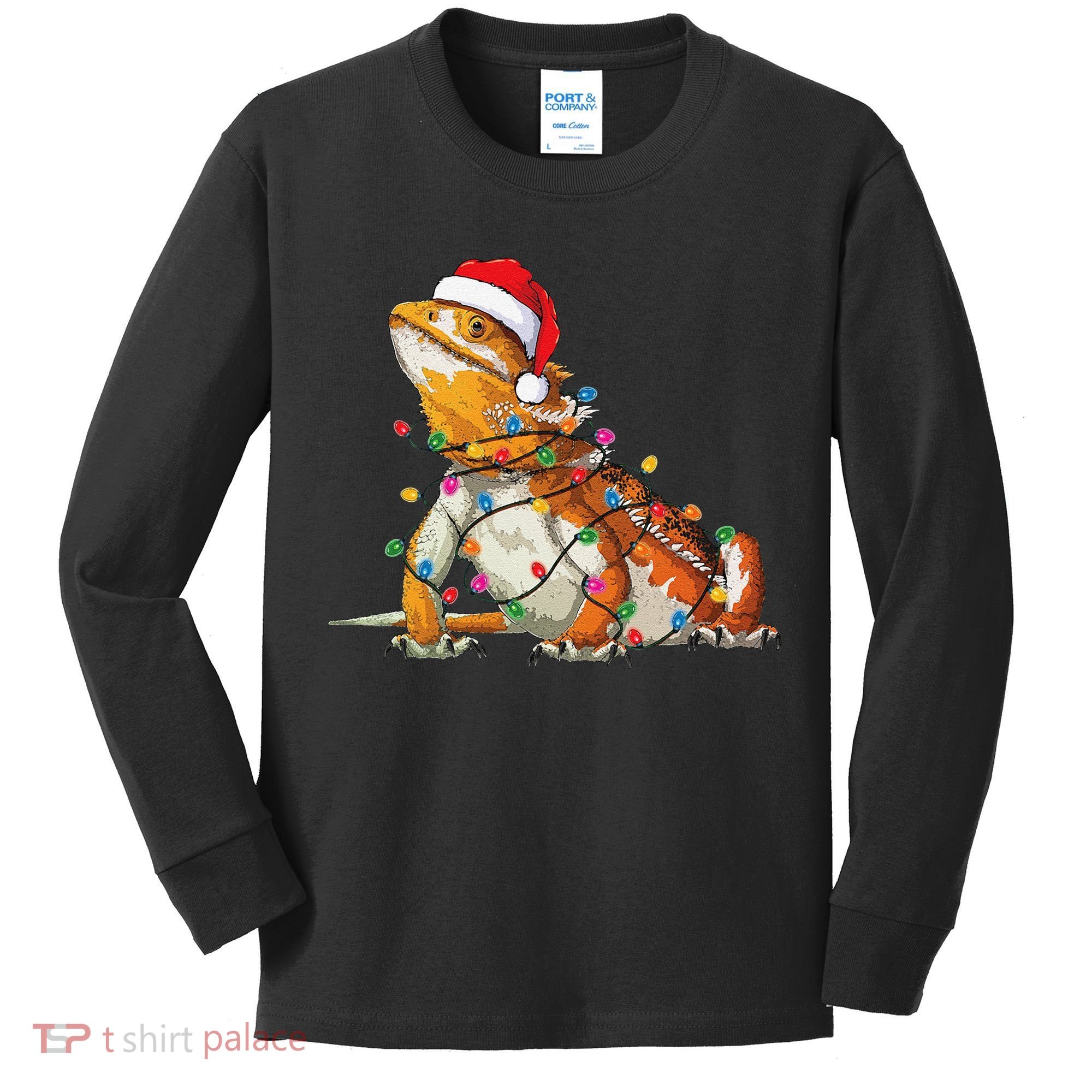 Bearded Dragon Christmas Lights Bearded Dragon Lover Xmas Kids Long Sleeve Shirt