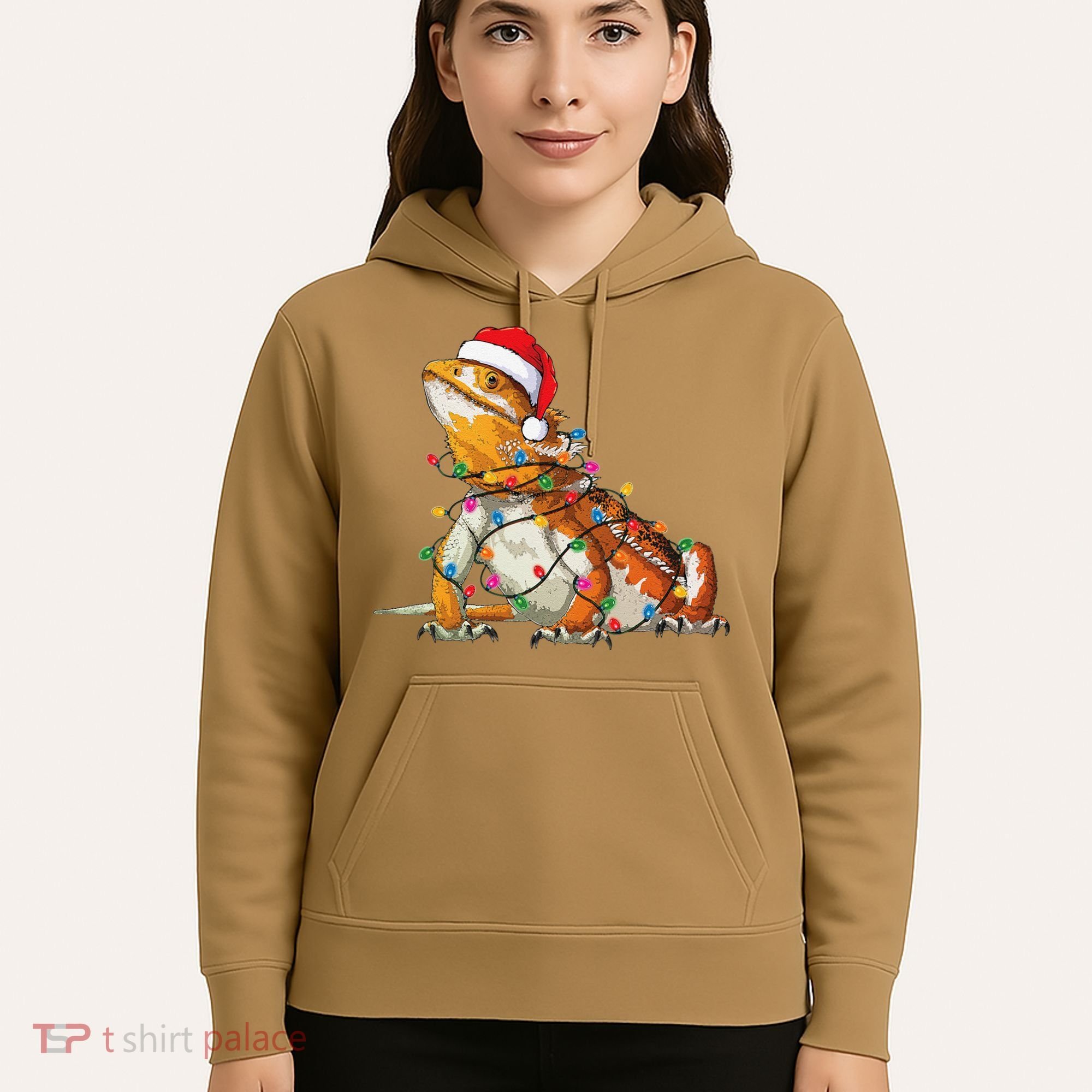 Bearded Dragon Christmas Lights Bearded Dragon Lover Xmas Hoodie