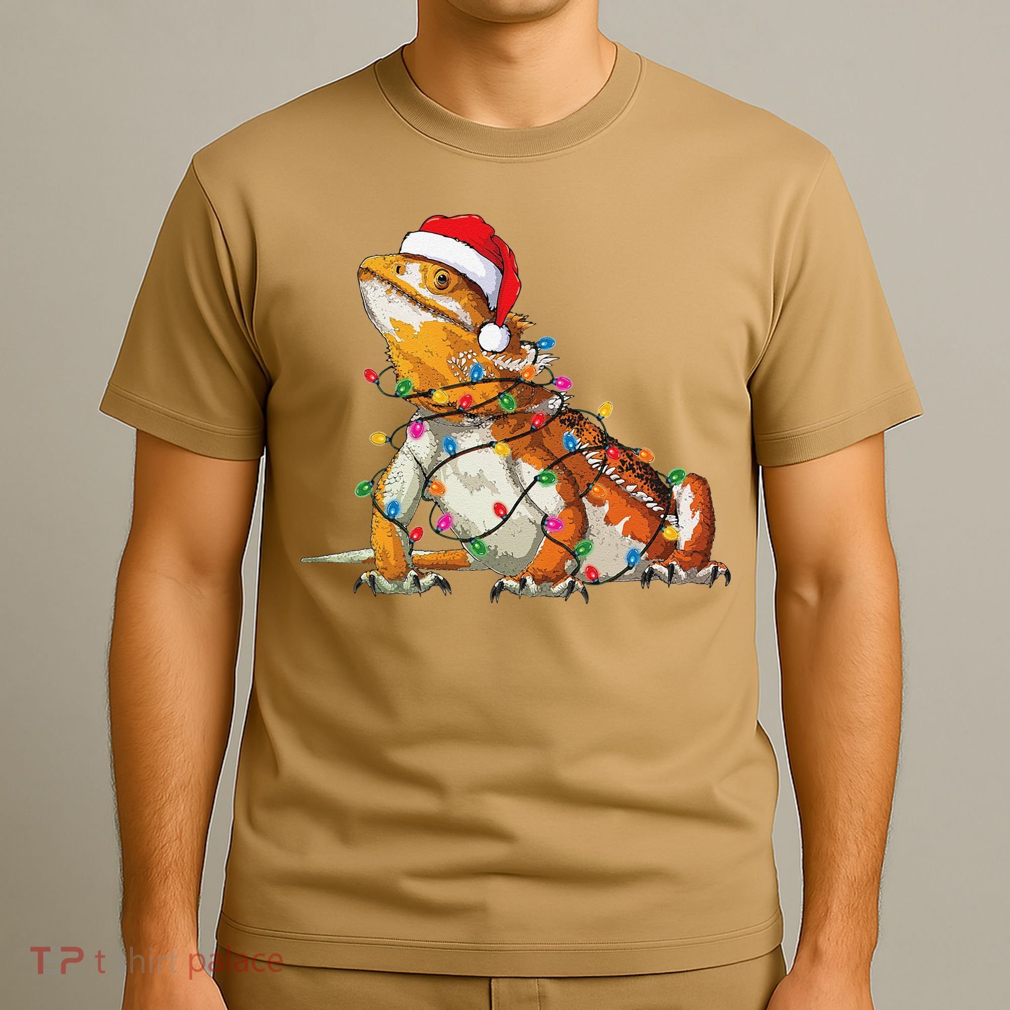 Bearded Dragon Christmas Lights Bearded Dragon Lover Xmas T-Shirt