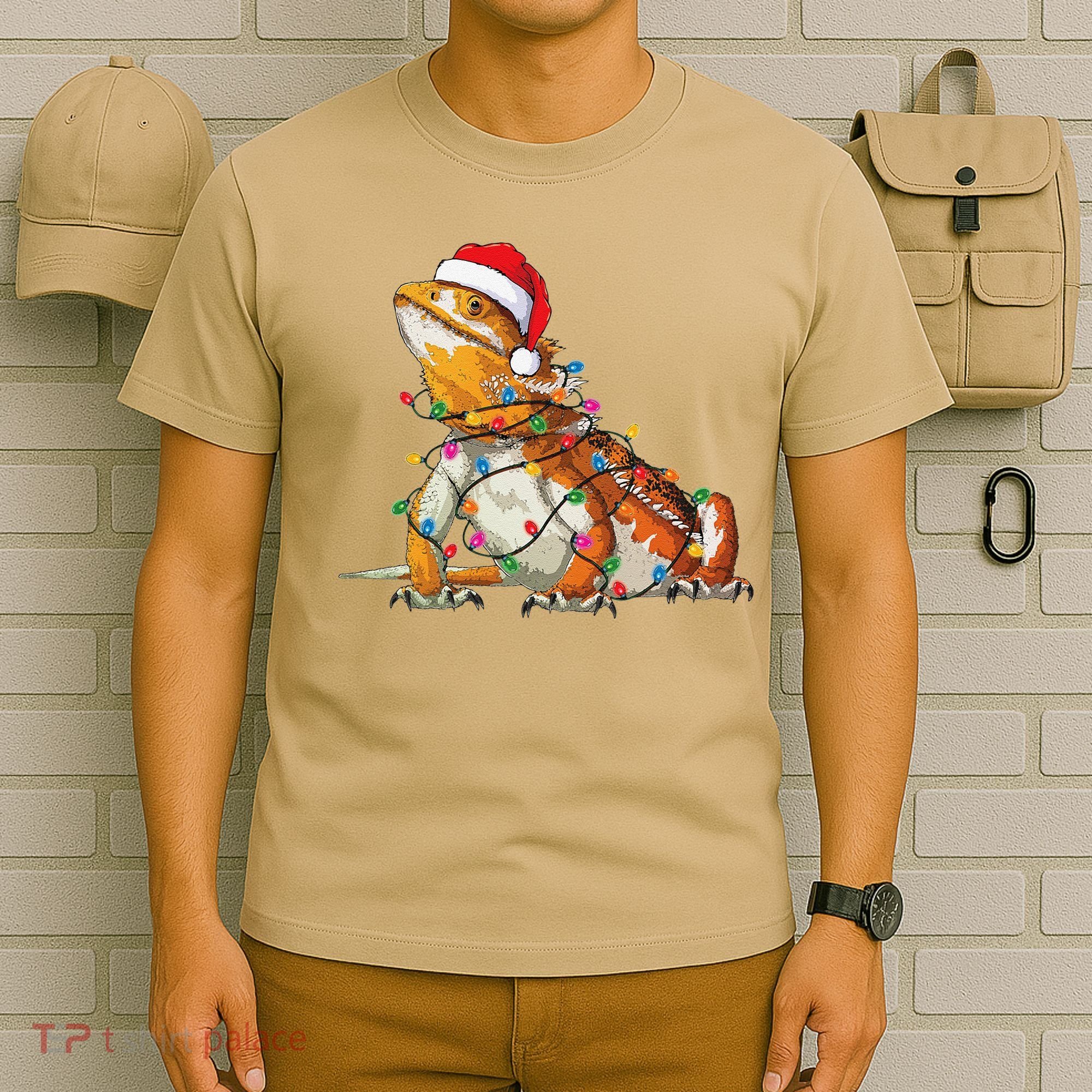 Bearded Dragon Christmas Lights Bearded Dragon Lover Xmas T-Shirt