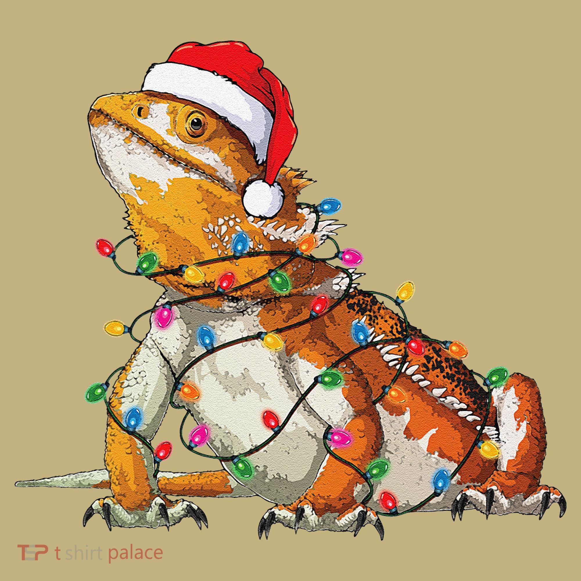 Bearded Dragon Christmas Lights Bearded Dragon Lover Xmas T-Shirt