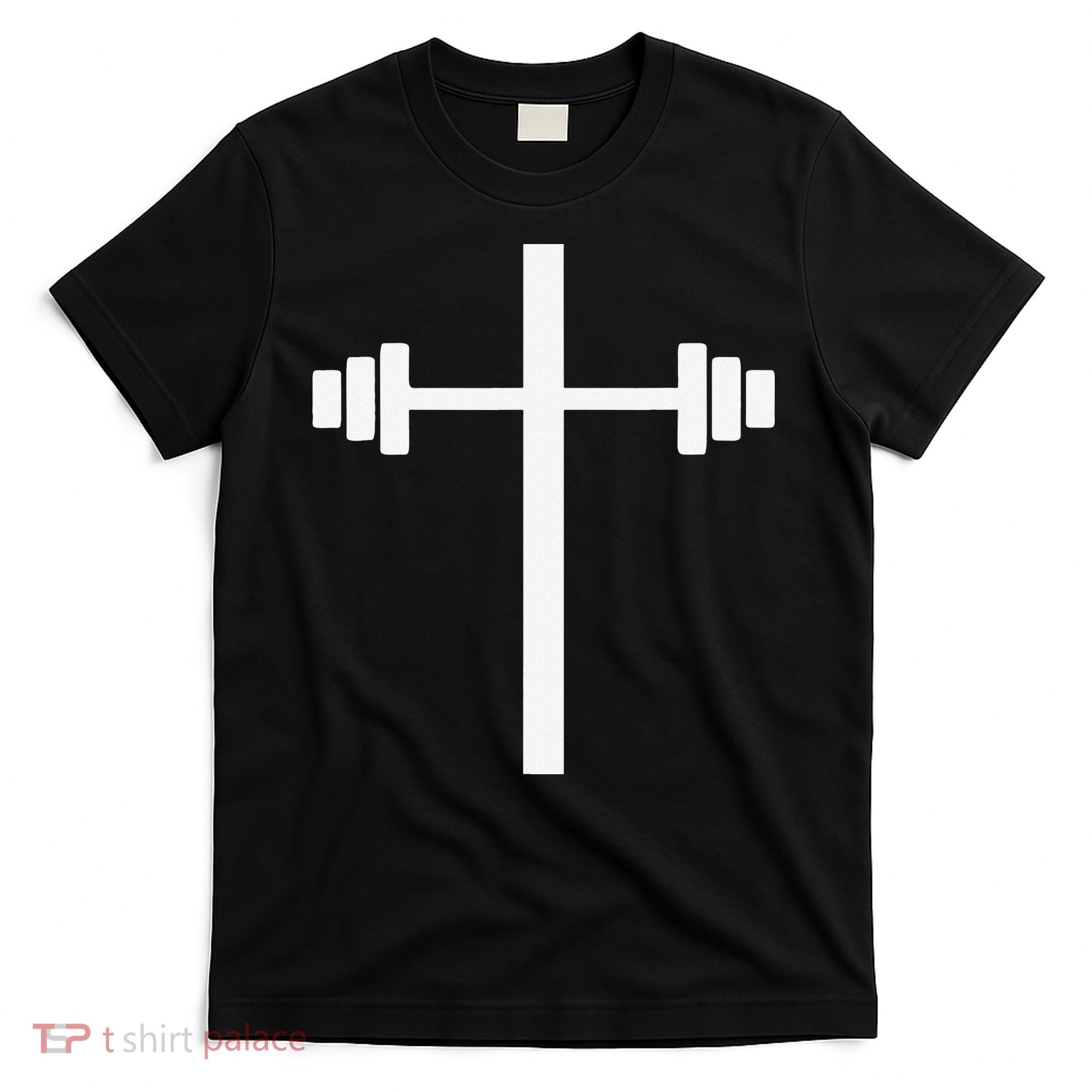 Barbell Dumbbell Cross Christian Jesus Gym Workout Lifting T-Shirt