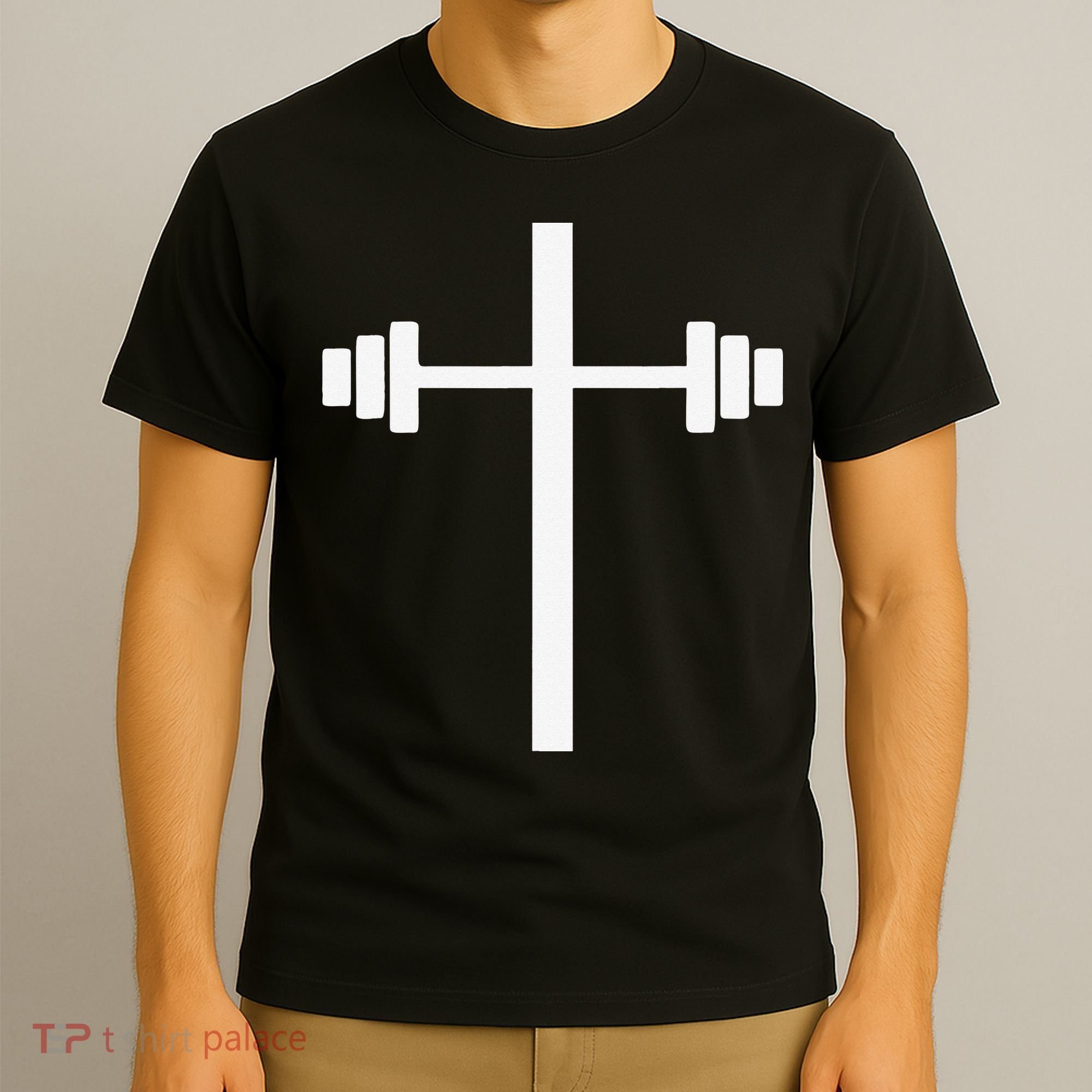 Barbell Dumbbell Cross Christian Jesus Gym Workout Lifting T-Shirt