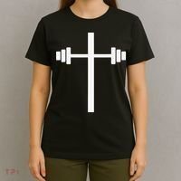 Barbell Dumbbell Cross Christian Jesus Gym Workout Lifting T-Shirt thumb 4