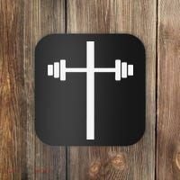Barbell Dumbbell Cross Christian Jesus Gym Workout Lifting Coaster thumb 0