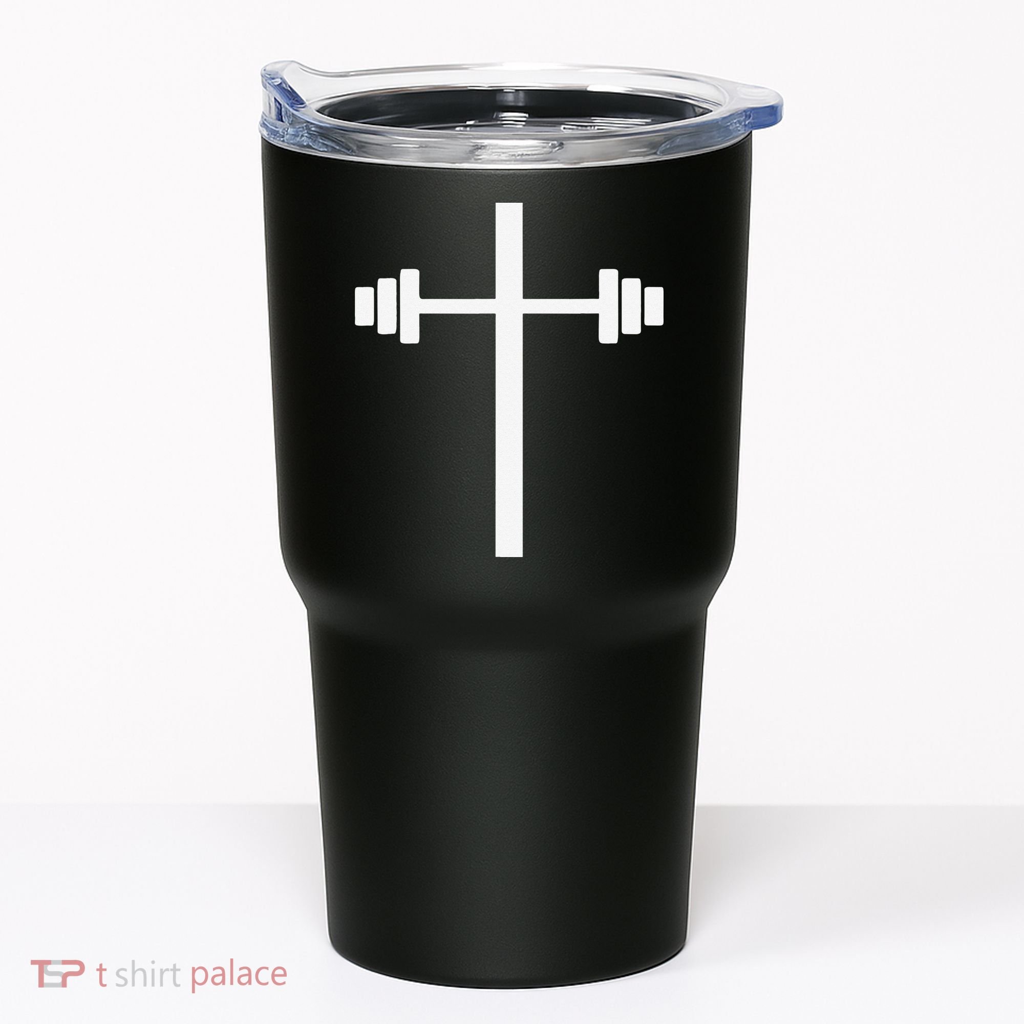Barbell Dumbbell Cross Christian Jesus Gym Workout Lifting Tumbler