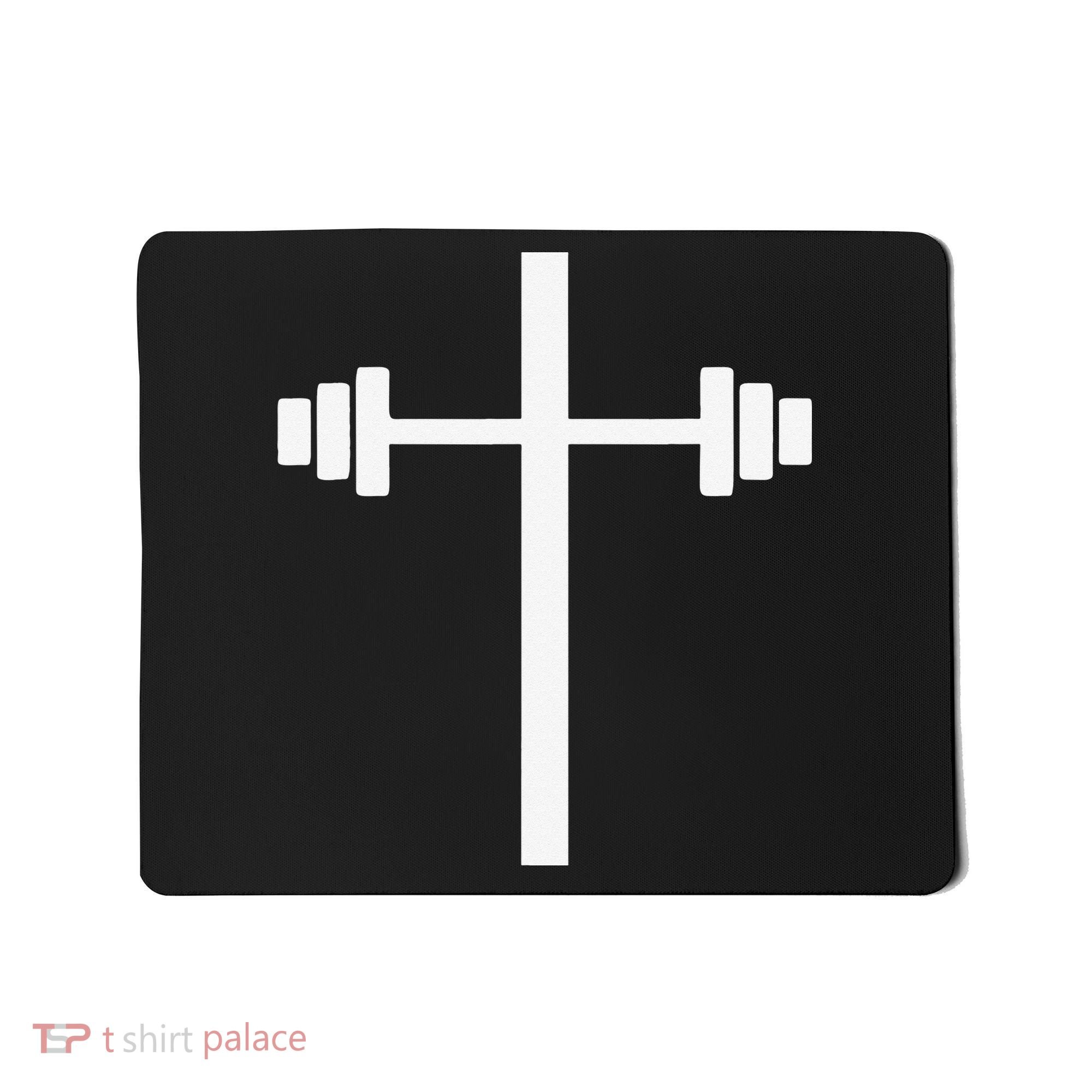 Barbell Dumbbell Cross Christian Jesus Gym Workout Lifting Mousepad