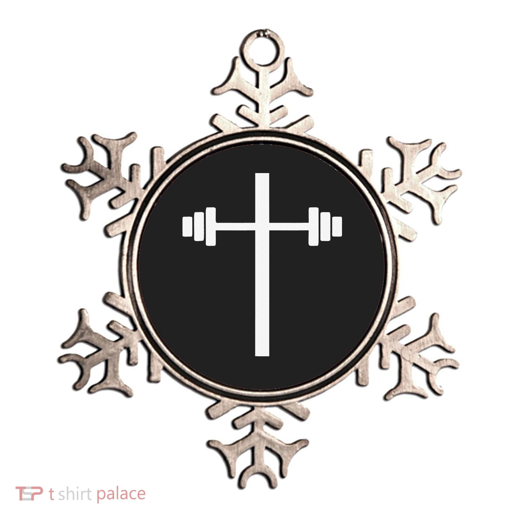 Barbell Dumbbell Cross Christian Jesus Gym Workout Lifting Ornament