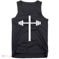Barbell Dumbbell Cross Christian Jesus Gym Workout Lifting Tank Top thumb 0
