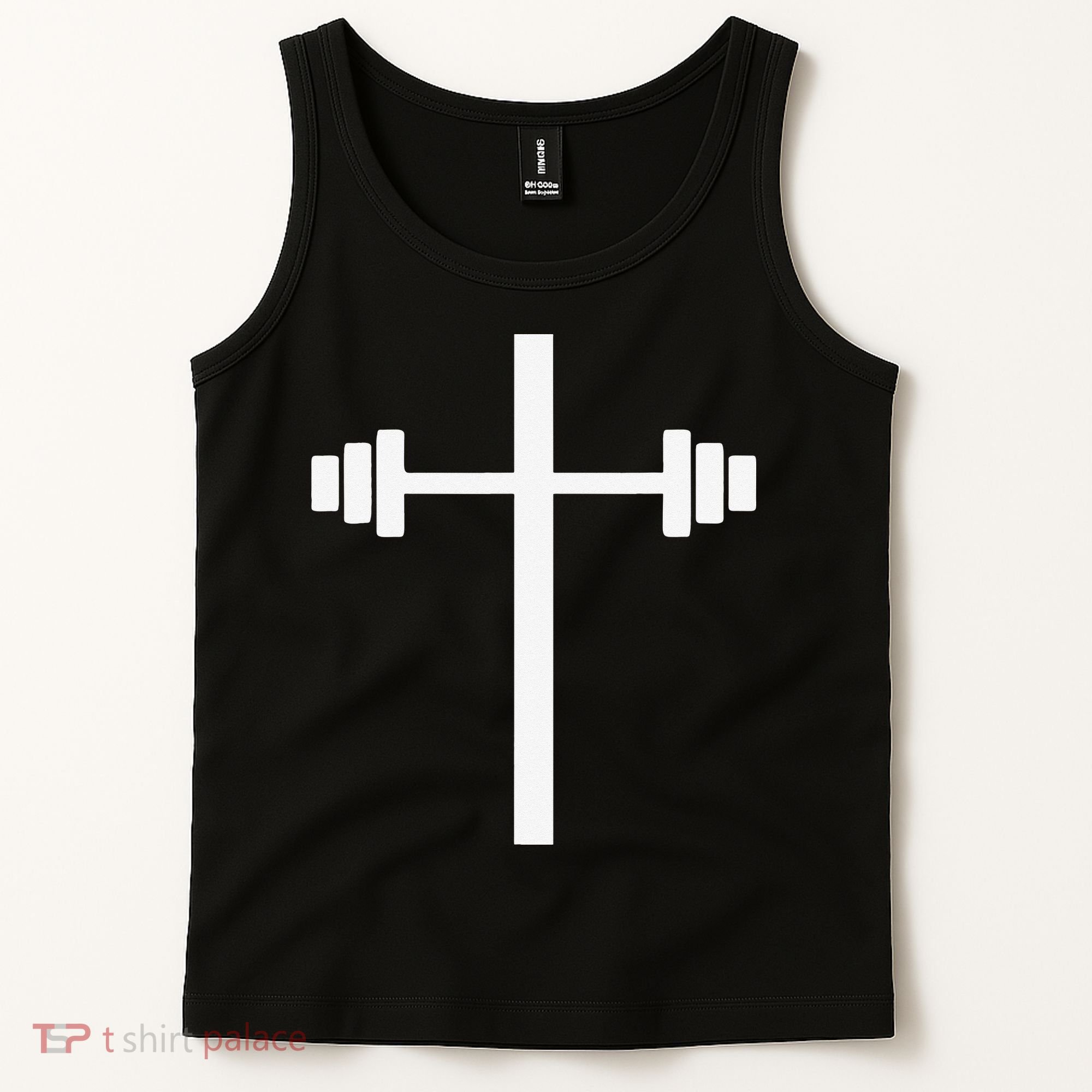 Barbell Dumbbell Cross Christian Jesus Gym Workout Lifting Tank Top