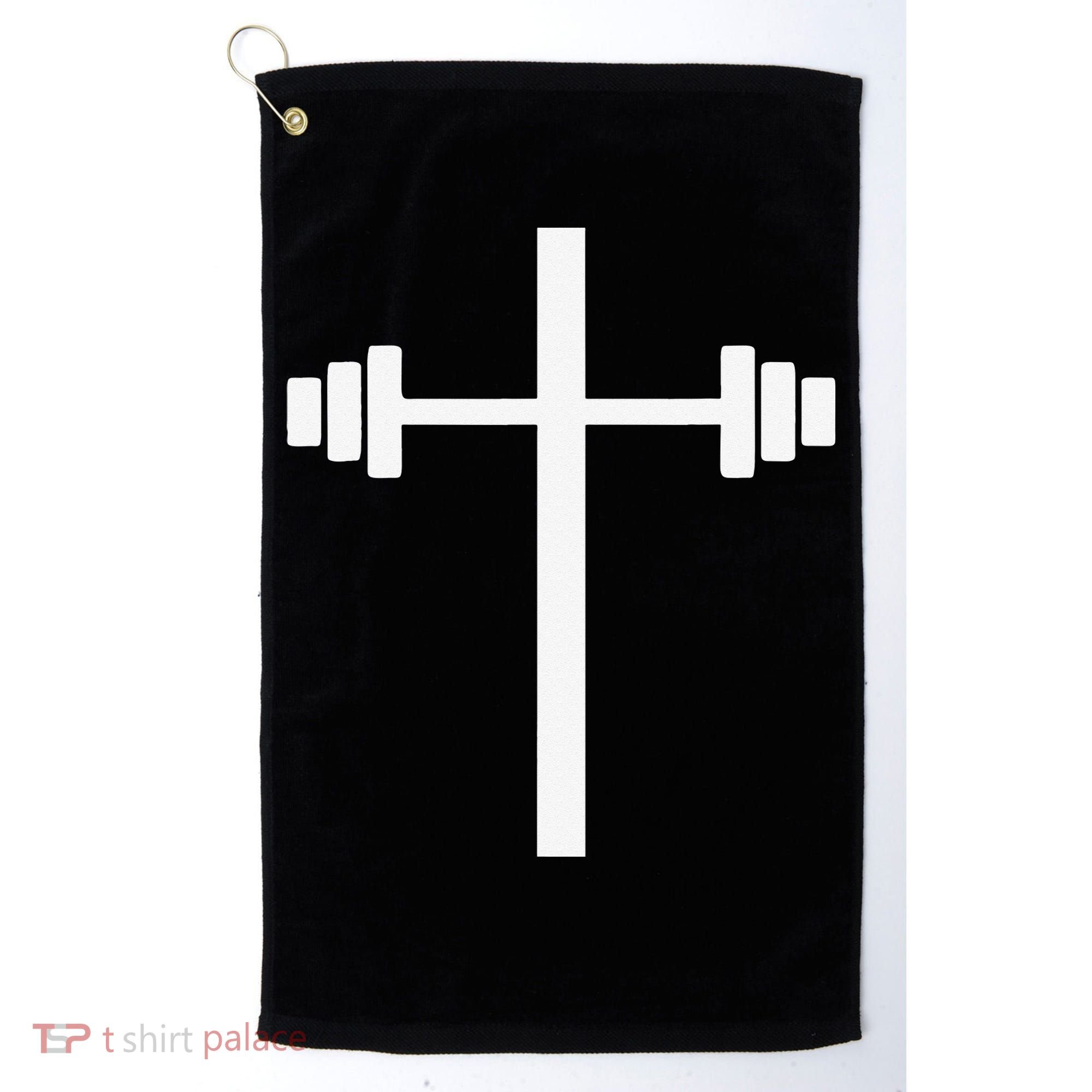 Barbell Dumbbell Cross Christian Jesus Gym Workout Lifting Golf Towel
