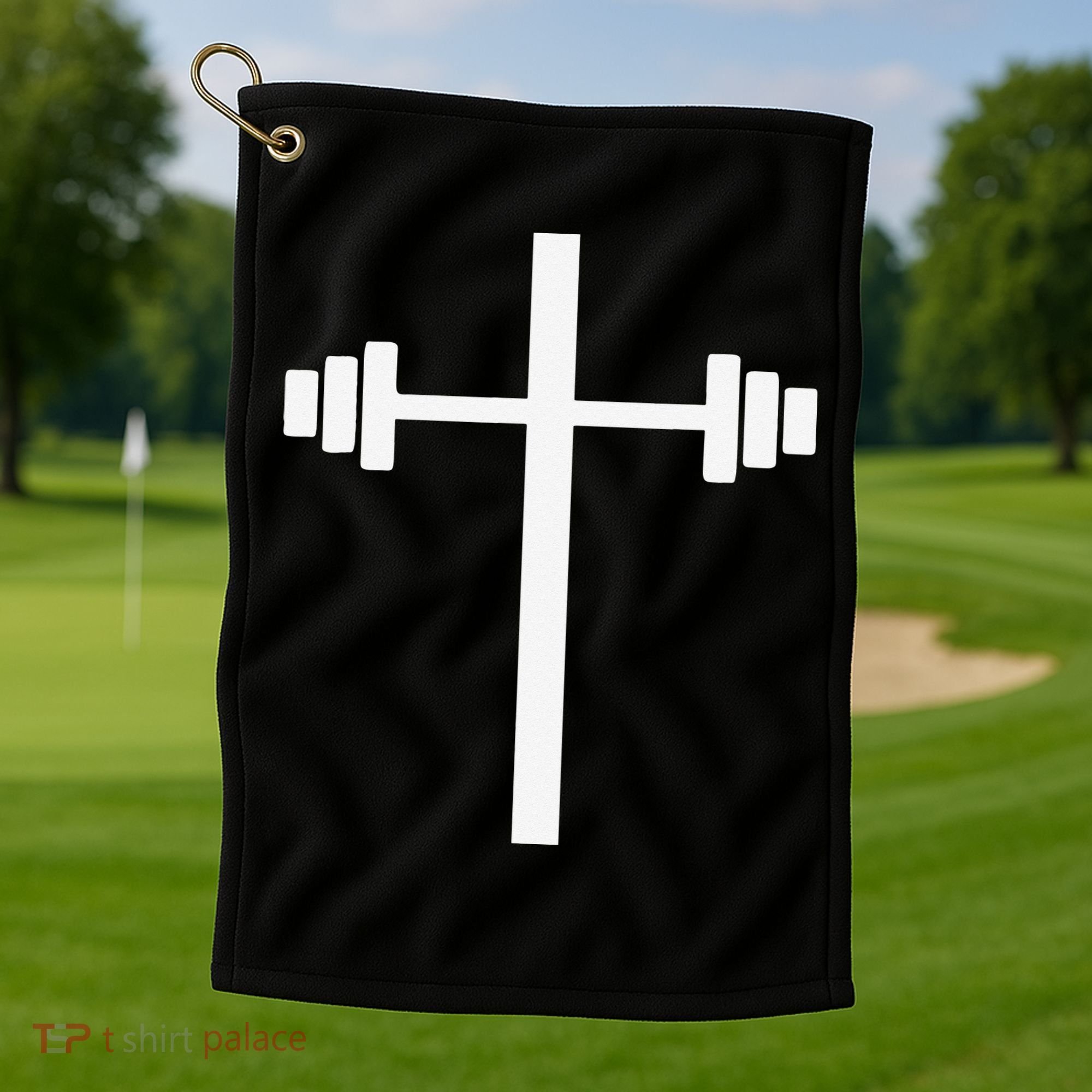 Barbell Dumbbell Cross Christian Jesus Gym Workout Lifting Golf Towel