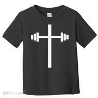 Barbell Dumbbell Cross Christian Jesus Gym Workout Lifting Toddler T-Shirt thumb 0