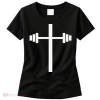 Barbell Dumbbell Cross Christian Jesus Gym Workout Lifting Women's T-Shirt thumb 0
