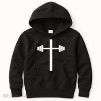 Barbell Dumbbell Cross Christian Jesus Gym Workout Lifting Kids Hoodie thumb 0