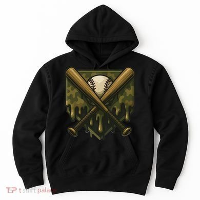 Baseball Drip Camo Home Plate Sports Cool Game Day Drip Hoodie
