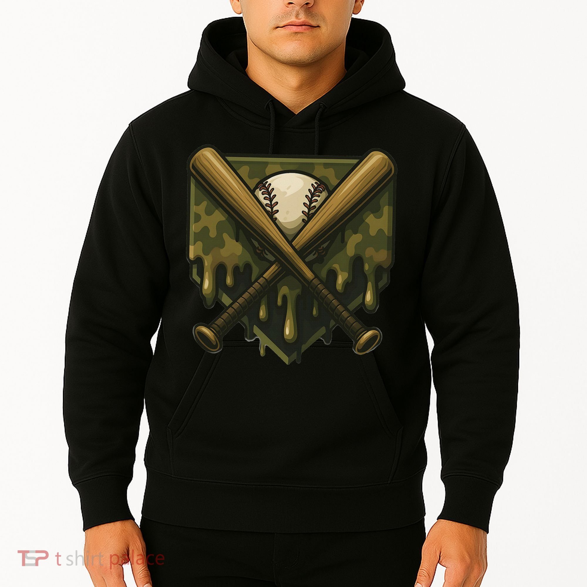 Baseball Drip Camo Home Plate Sports Cool Game Day Drip Hoodie