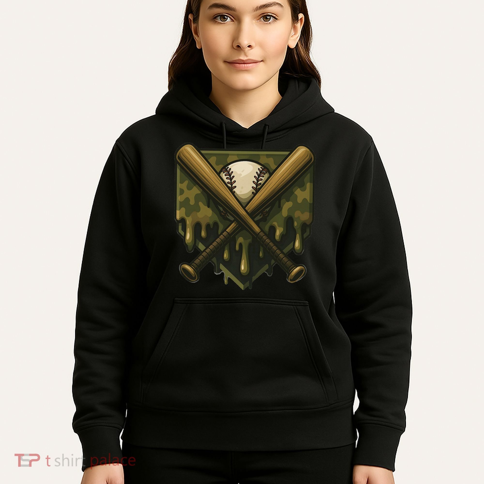 Baseball Drip Camo Home Plate Sports Cool Game Day Drip Hoodie