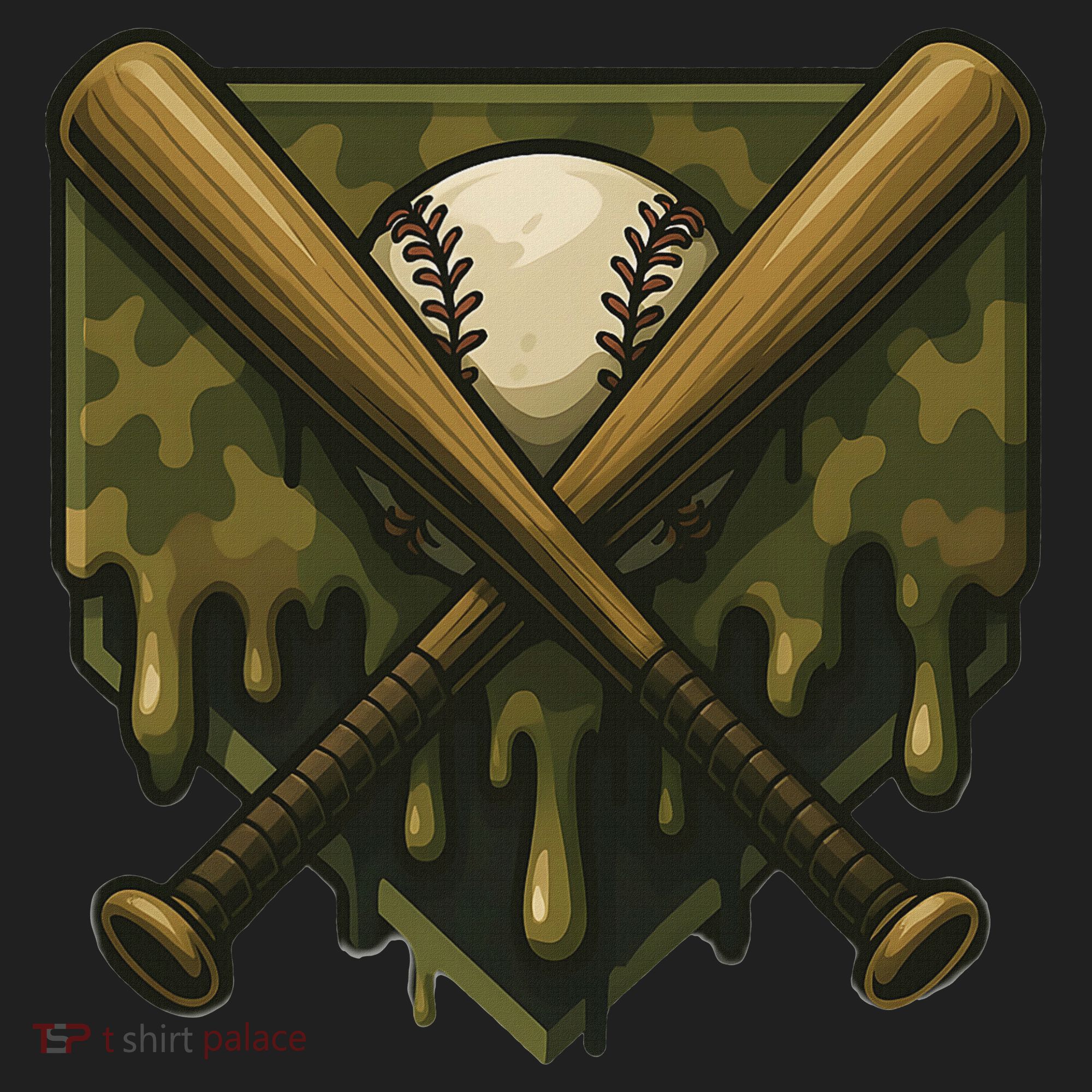 Baseball Drip Camo Home Plate Sports Cool Game Day Drip Beanie