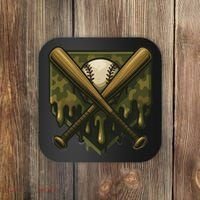 Baseball Drip Camo Home Plate Sports Cool Game Day Drip Coaster thumb 0
