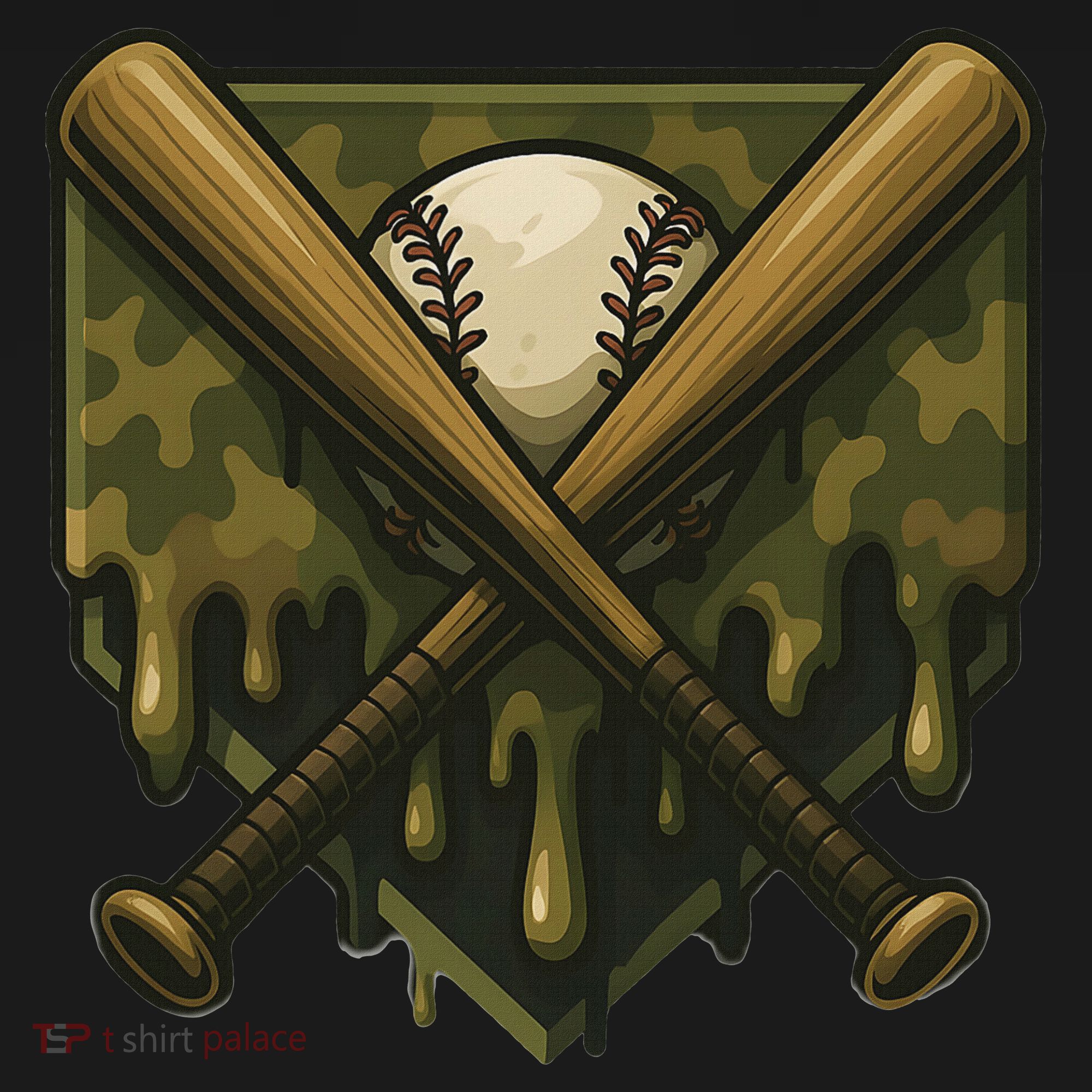 Baseball Drip Camo Home Plate Sports Cool Game Day Drip Polo