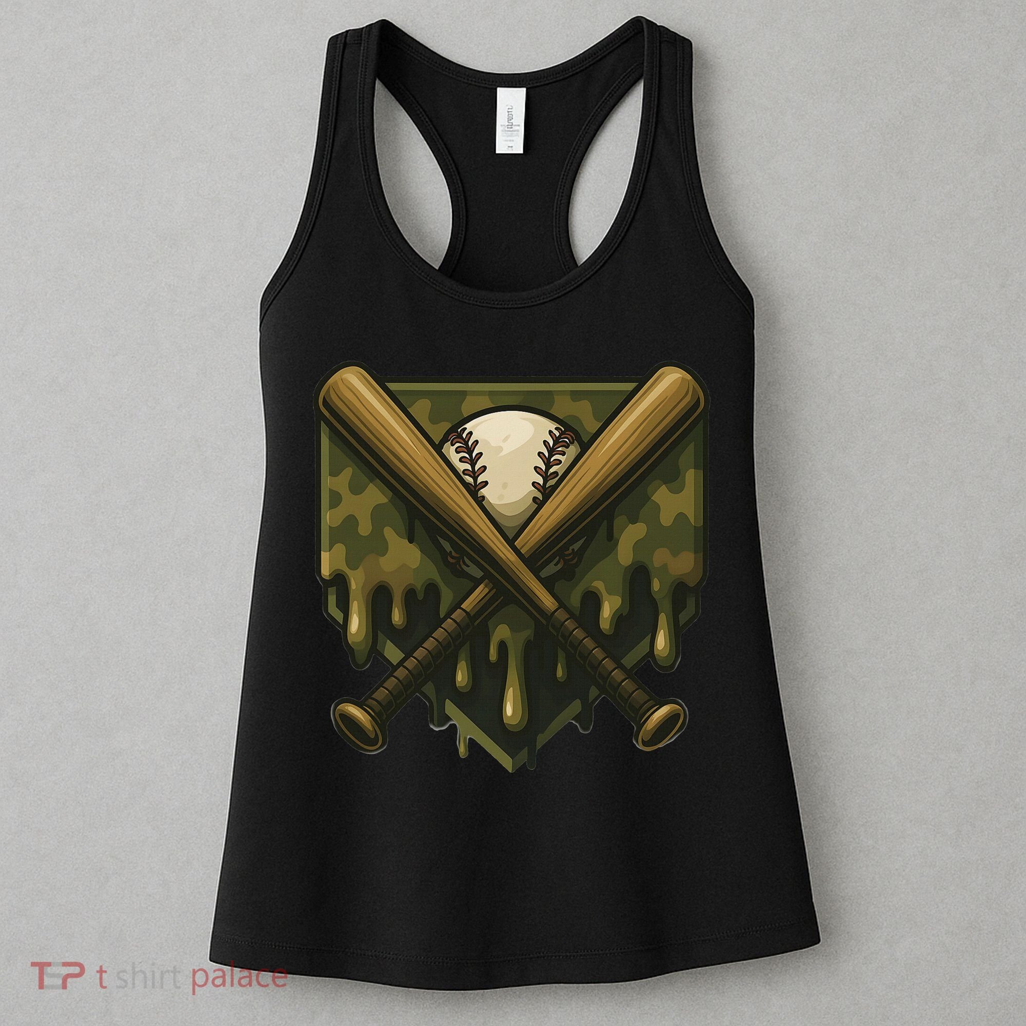 Baseball Drip Camo Home Plate Sports Cool Game Day Drip Women's Tank Top