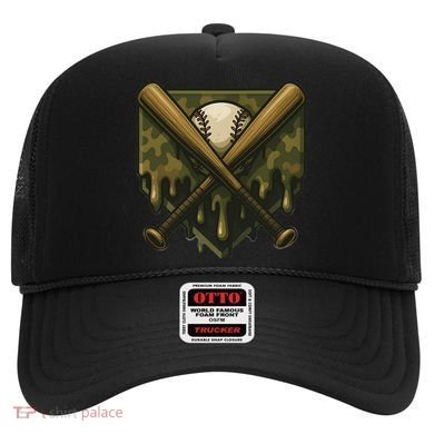 Baseball Drip Camo Home Plate Sports Cool Game Day Drip Hat
