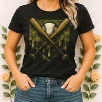 Baseball Drip Camo Home Plate Sports Cool Game Day Drip Women's T-Shirt thumb 2