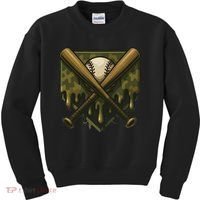 Baseball Drip Camo Home Plate Sports Cool Game Day Drip Kids Sweatshirt thumb 0