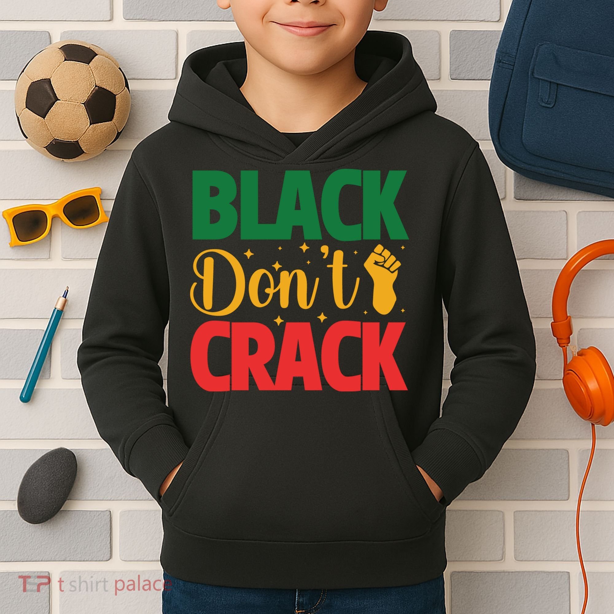 Black Don't Crack Black History Month African American Freedom Day Kids Hoodie