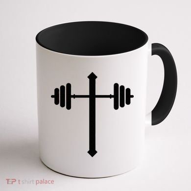 Barbell Dumbbell Cross Christian Jesus Gym Workout Lifting Gift Coffee Mug back