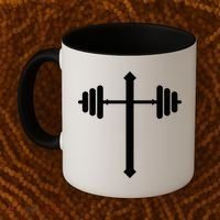 Barbell Dumbbell Cross Christian Jesus Gym Workout Lifting Gift Coffee Mug thumb 2