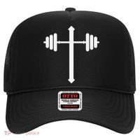 Barbell Dumbbell Cross Christian Jesus Gym Workout Lifting Gift Hat thumb 0