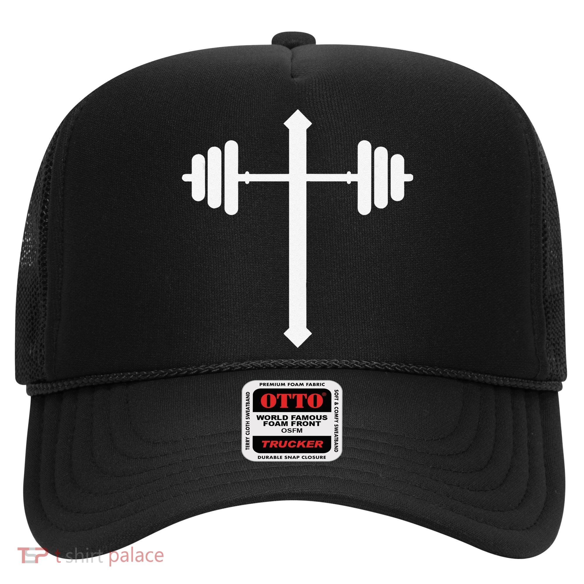 Barbell Dumbbell Cross Christian Jesus Gym Workout Lifting Gift Hat