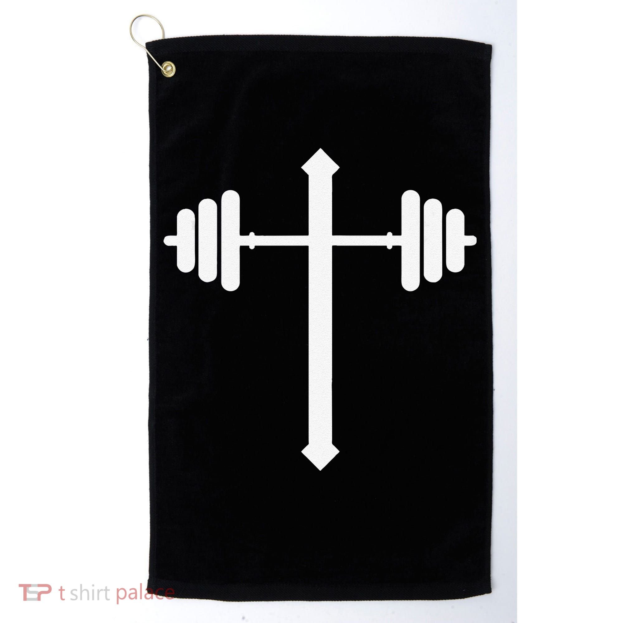 Barbell Dumbbell Cross Christian Jesus Gym Workout Lifting Gift Golf Towel