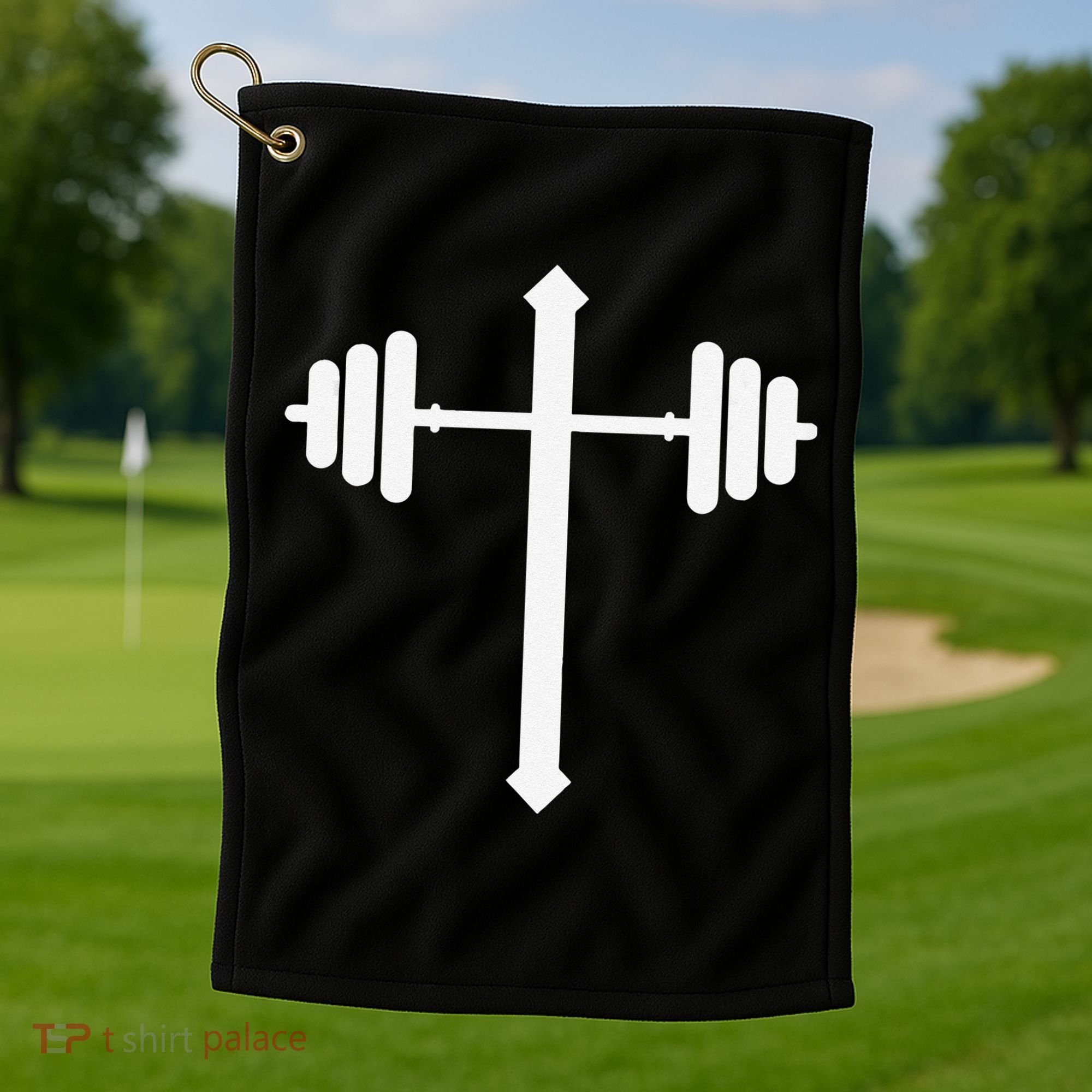 Barbell Dumbbell Cross Christian Jesus Gym Workout Lifting Gift Golf Towel