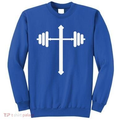 Barbell Dumbbell Cross Christian Jesus Gym Workout Lifting Gift Sweatshirt