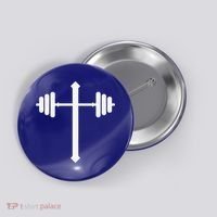 Barbell Dumbbell Cross Christian Jesus Gym Workout Lifting Gift Button thumb 0