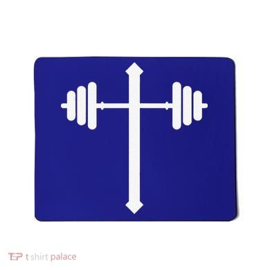 Barbell Dumbbell Cross Christian Jesus Gym Workout Lifting Gift Mousepad
