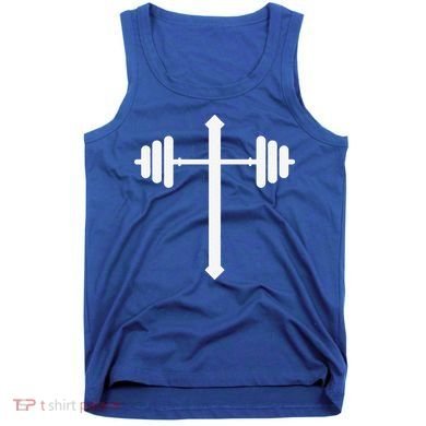 Barbell Dumbbell Cross Christian Jesus Gym Workout Lifting Gift Tank Top