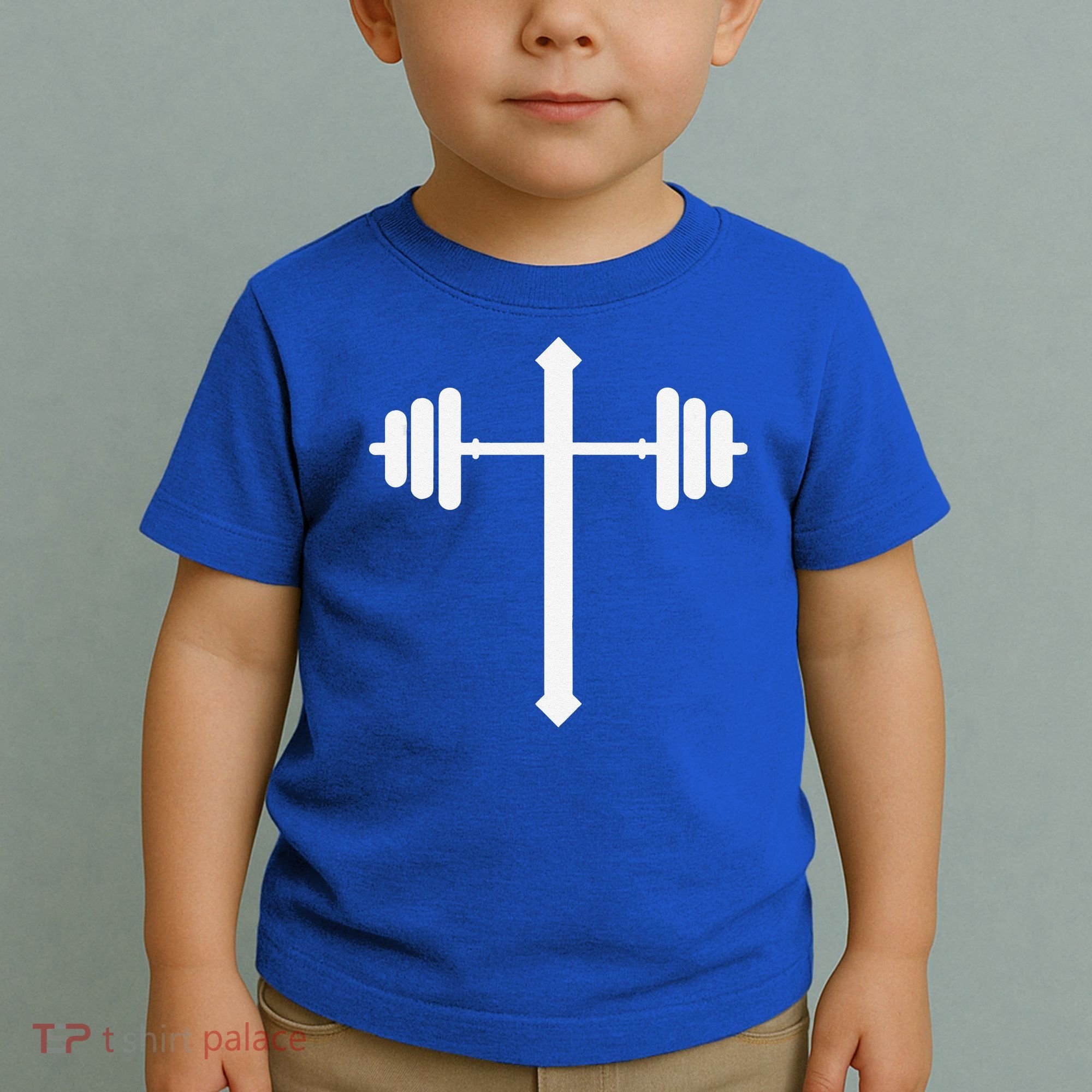 Barbell Dumbbell Cross Christian Jesus Gym Workout Lifting Gift Toddler T-Shirt