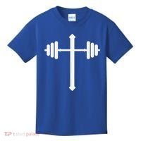 Barbell Dumbbell Cross Christian Jesus Gym Workout Lifting Gift Kids T-Shirt thumb 0