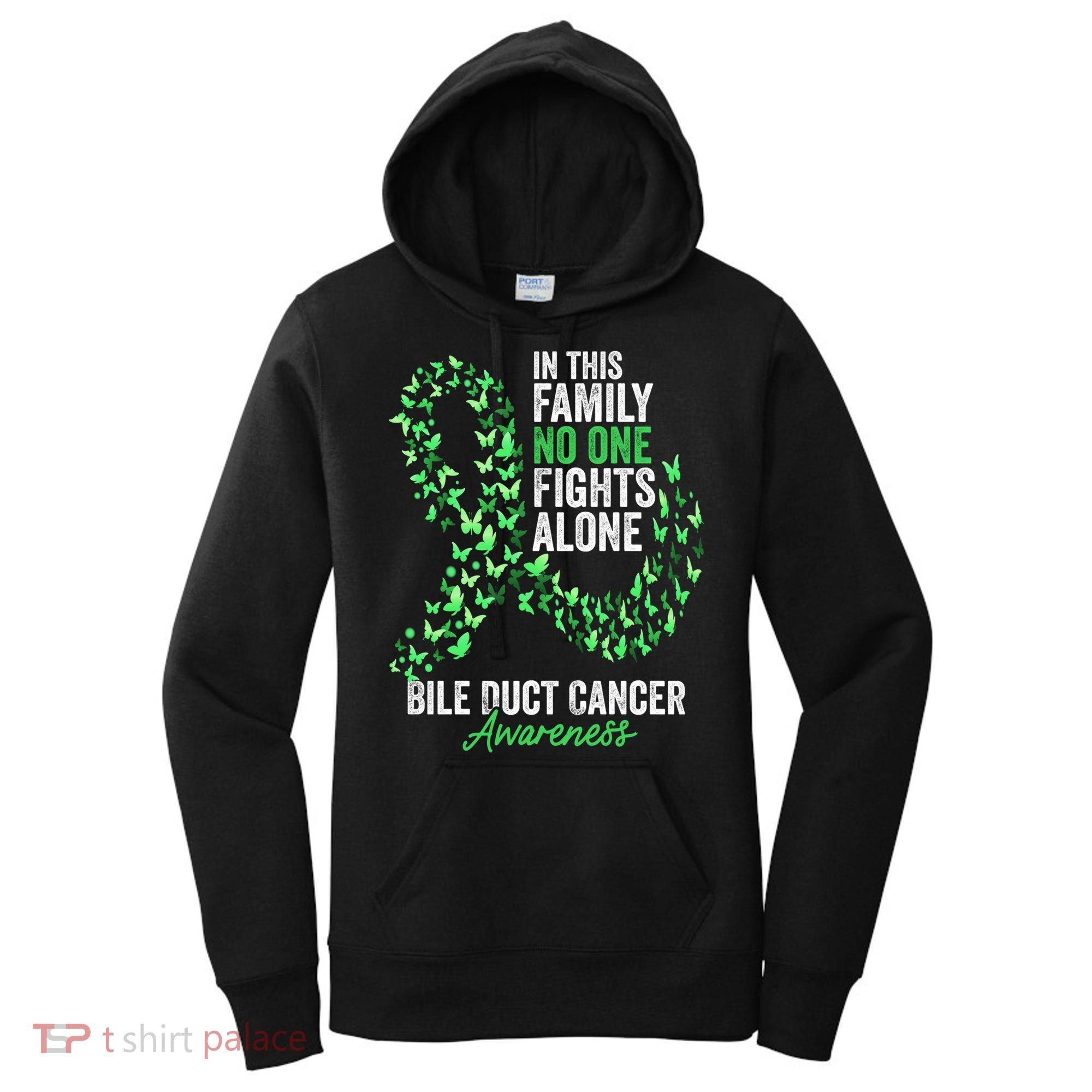Bile Duct Cancer Awareness Month Butterflies Green Ribbon Gift Women's Hoodie